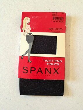 SPANX Black Tight End Patterned Black TIghts Size B NEW NWT